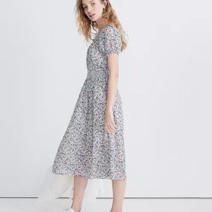 Madewell Floral midi dress with smocked waist